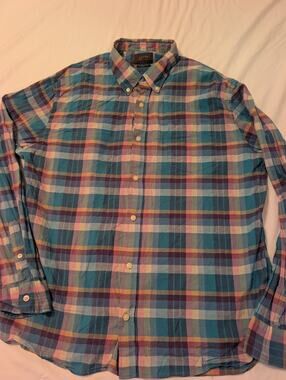 JACHS New York Classic Multi Colored Plaid Button-Up Shirt Sz XL